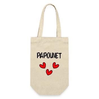 PAPOUNET. Papa. VATERTAG. HAPPY DADDY'S DAY - Geschenkbeutel für Flaschen - Natur - Vorne