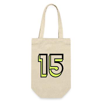 15. 15 JAHRE. 15-JÄHRIGES JUBILÄUM. GEBURTSTAG 15 JAHRE. - Geschenkbeutel für Flaschen - Natur - Vorne