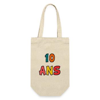 10. 10 ANS. 10e ANNIVERSAIRE. ANNIVERSAIRE 10 ANS. - Sac à bouteille - nature - Devant