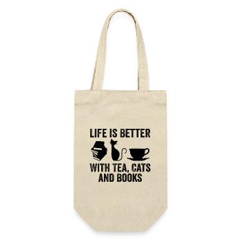 Life is Better With Tea Cats and Books, Cat Lovers - Sac à bouteille - nature - Devant