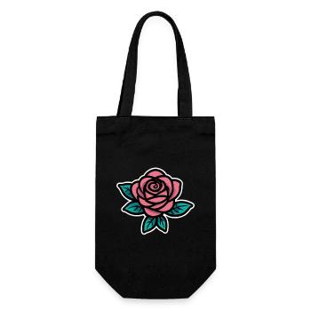 Pink Rose Tattoo Konturkunst - Geschenkbeutel für Flaschen - Schwarz - Vorne