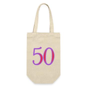 50. 50 JAHRE. 50-JÄHRIGES JUBILÄUM. 50-JÄHRIGES JUBILÄUM. - Geschenkbeutel für Flaschen - Natur - Vorne