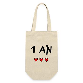 1 AN. 1er ANNIVERSAIRE. ANNIVERSAIRE 1 AN. ANNIV - Sac à bouteille - nature - Devant