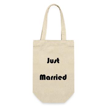 GERADE VERHEIRATET. Junggesellinnenabschied. VALENTINSTAG. PAAR. HERZ - Geschenkbeutel für Flaschen - Natur - Vorne