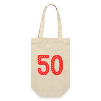 50. 50 JAHRE. 50-JÄHRIGES JUBILÄUM. 50-JÄHRIGES JUBILÄUM. - Geschenkbeutel für Flaschen - Natur - Vorne