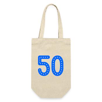 50. 50 JAHRE. 50-JÄHRIGES JUBILÄUM. 50-JÄHRIGES JUBILÄUM. - Geschenkbeutel für Flaschen - Natur - Vorne