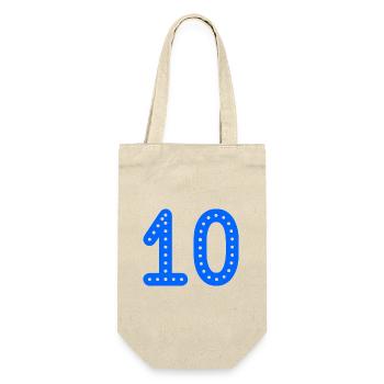 10. 10 JAHRE. 10-JÄHRIGES JUBILÄUM. 10-JÄHRIGES JUBILÄUM. - Geschenkbeutel für Flaschen - Natur - Vorne