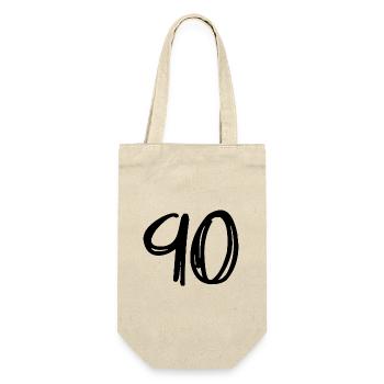 90. 90 JAHRE. 90-JÄHRIGES JUBILÄUM. GEBURTSTAG 90 JAHRE. - Geschenkbeutel für Flaschen - Natur - Vorne