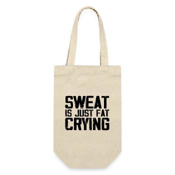Schweiß ist nur Fett, das weint | Lustiges Fitness & Fitnessstudio - Geschenkbeutel für Flaschen - Natur - Vorne