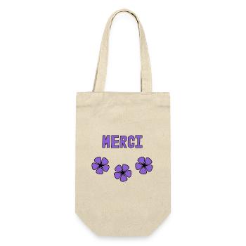 MERCI. THANKS. THANK YOU. ANNIVERSAIRE. NAISSANCE. - Sac à bouteille - nature - Devant