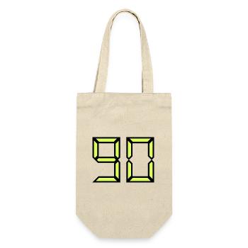 90 JAHRE. 90-JÄHRIGES JUBILÄUM. GEBURTSTAG 90 JAHRE. 90 - Geschenkbeutel für Flaschen - Natur - Vorne
