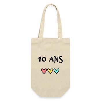10. 10 ANS. 10e ANNIVERSAIRE. ANNIVERSAIRE 10 ANS. - Sac à bouteille - nature - Devant