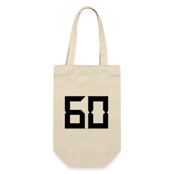 60. 60 JAHRE. 60-JÄHRIGES JUBILÄUM. 60. GEBURTSTAG. - Geschenkbeutel für Flaschen - Natur - Vorne