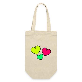 HERZ. HERZ. HEILIGER VALENTINSTAG. LIEBE. LIEBE. HERZ - Geschenkbeutel für Flaschen - Natur - Vorne