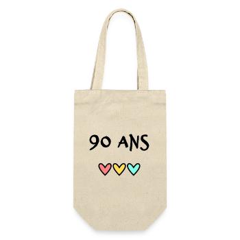 90. 90 ANS. 90e ANNIVERSAIRE. ANNIVERSAIRE 90 ANS. - Sac à bouteille - nature - Devant