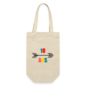 10. 10 ANS. 10e ANNIVERSAIRE. ANNIVERSAIRE 10 ANS. - Sac à bouteille - nature - Devant