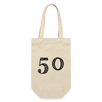 50. 50 JAHRE. 50-JÄHRIGES JUBILÄUM. 50-JÄHRIGES JUBILÄUM. - Geschenkbeutel für Flaschen - Natur - Vorne