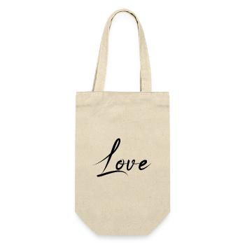 LIEBE. PAAR. GERADE VERHEIRATET. Junggesellinnenabschied. VALENTINSTAG. - Geschenkbeutel für Flaschen - Natur - Vorne