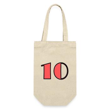 10 JAHRE. 10-JÄHRIGES JUBILÄUM. GEBURTSTAG 10 JAHRE. 10 - Geschenkbeutel für Flaschen - Natur - Vorne