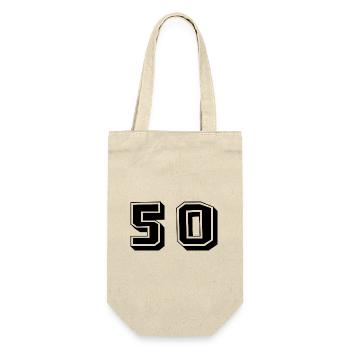 50. 50 JAHRE. 50-jähriges JUBILÄUM. GEBURTSTAG 50 JAHRE. - Geschenkbeutel für Flaschen - Natur - Vorne
