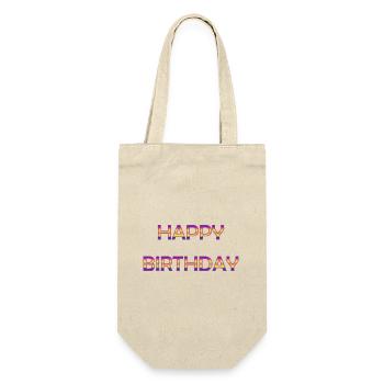 ALLES GUTE ZUM GEBURTSTAG. ALLES GUTE ZUM GEBURTSTAG. JAHRESTAG. - Geschenkbeutel für Flaschen - Natur - Vorne