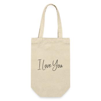 VALENTINSTAG. ICH LIEBE DICH. ICH LIEBE DICH. LIEBE. LIEBE - Geschenkbeutel für Flaschen - Natur - Vorne