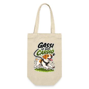 Gassi ist mein Cardio - Geschenkbeutel für Flaschen - Natur - Vorne