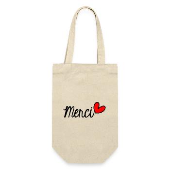 MERCI. THANKS. THANK YOU. ANNIVERSAIRE. NAISSANCE. - Sac à bouteille - nature - Devant