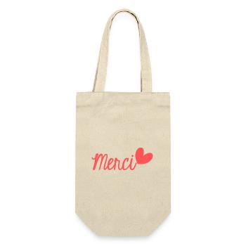 MERCI. THANKS. THANK YOU. ANNIVERSAIRE. NAISSANCE. - Sac à bouteille - nature - Devant