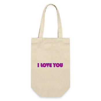 ICH LIEBE DICH. LIEBE. PAAR. ICH HABE GERADE GEHEIRATET. Junggesellinnenabschied - Geschenkbeutel für Flaschen - Natur - Vorne