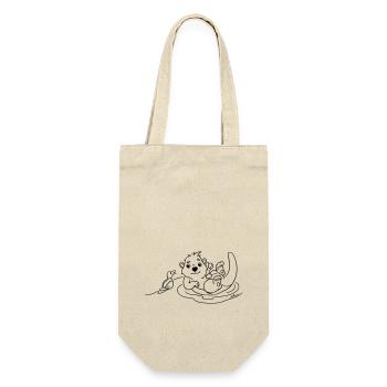 Beste Freunde Otter & Ente. Süß & minimalistisch - Geschenkbeutel für Flaschen - Natur - Vorne
