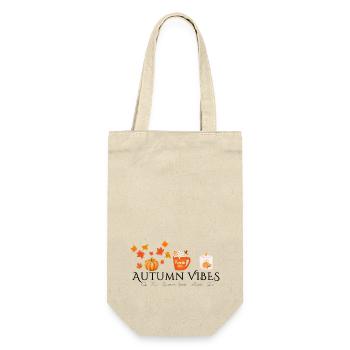 Autumn Vibes - Herbst Design - Kürbis - Blätter - Geschenkbeutel für Flaschen - Natur - Vorne