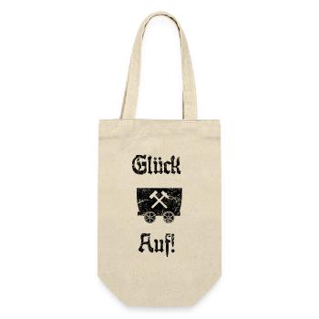 Glück Auf! Logo Schlägel und Eisen - Geschenkbeutel für Flaschen - Natur - Vorne