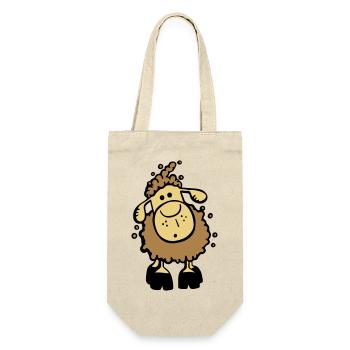 Flauschiges Schaf I Schäfchen I Kinder Geschenk - Geschenkbeutel für Flaschen - Natur - Vorne