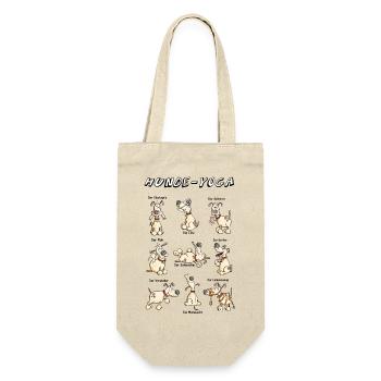 Hunde Yoga - Geschenkbeutel für Flaschen - Natur - Vorne