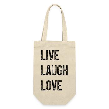 LIVE LAUGH LOVE SPRUCH - Geschenkbeutel für Flaschen - Natur - Vorne