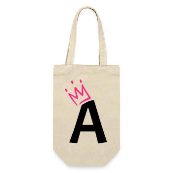 Buchstabe A mit Krone - Geschenkbeutel für Flaschen - Natur - Vorne