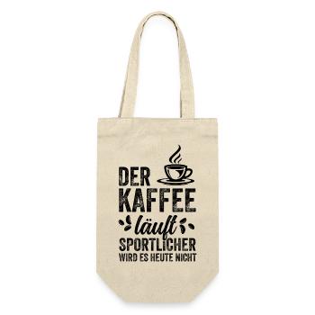 Der Kaffee läuft - Lustiges Morgenmuffel Shirt - Geschenkbeutel für Flaschen - Natur - Vorne