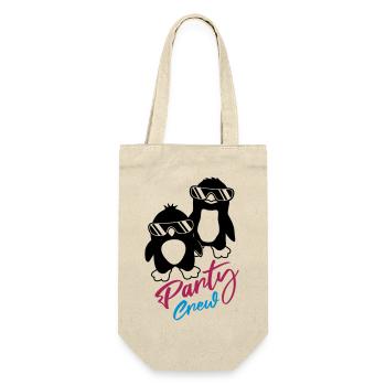 Pinguin Freunde Party Crew - Geschenkbeutel für Flaschen - Natur - Vorne