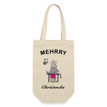 Mehrry Christmehs, Merry Christmas in NL - Gift Bag for Bottles - nature - Front