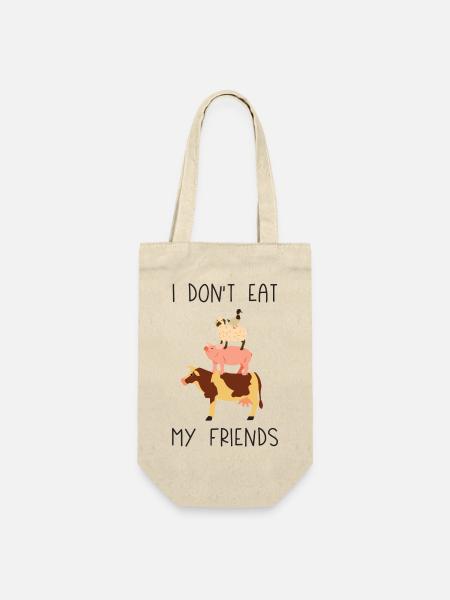 Ich esse meine Freunde nicht - Geschenkbeutel für Flaschen - Natur
