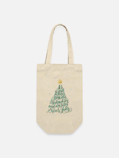 Fröhliche Weihnachten und ein tolles Neues Jahr - Geschenkbeutel für Flaschen - Natur