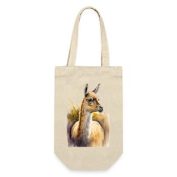 Alpaka Aquarell - Geschenkbeutel für Flaschen - Natur - Vorne