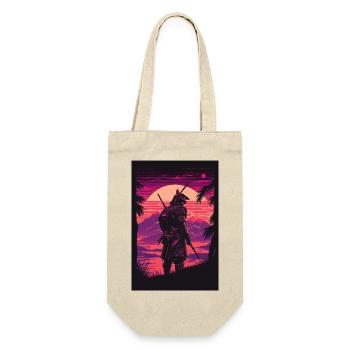 Samurai Vaporwave 80s Retro Japan Sakura 90s Anime - Geschenkbeutel für Flaschen - Natur - Vorne