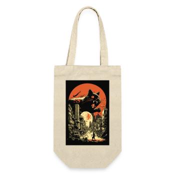 Katze Monster Zerstört Stadt Japan Anime Manga - Geschenkbeutel für Flaschen - Natur - Vorne