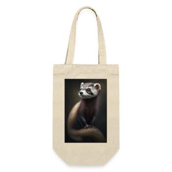 Frettchen Süß - Geschenkbeutel für Flaschen - Natur - Vorne