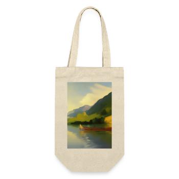 Landscape with lake, boat and mountains - Gift Bag for Bottles - nature - Front
