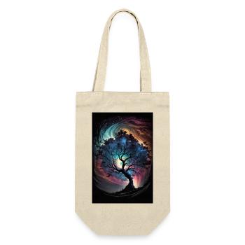 Baum Galaxy Sterne Mystisch Fantasie Polarlicht - Geschenkbeutel für Flaschen - Natur - Vorne