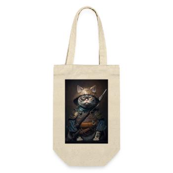Samurai Cat Cat Cool Japan Warrior - Gift Bag for Bottles - nature - Front