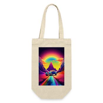 Hot Rod, Car, Futuristic, Desert, Colorful - Gift Bag for Bottles - nature - Front